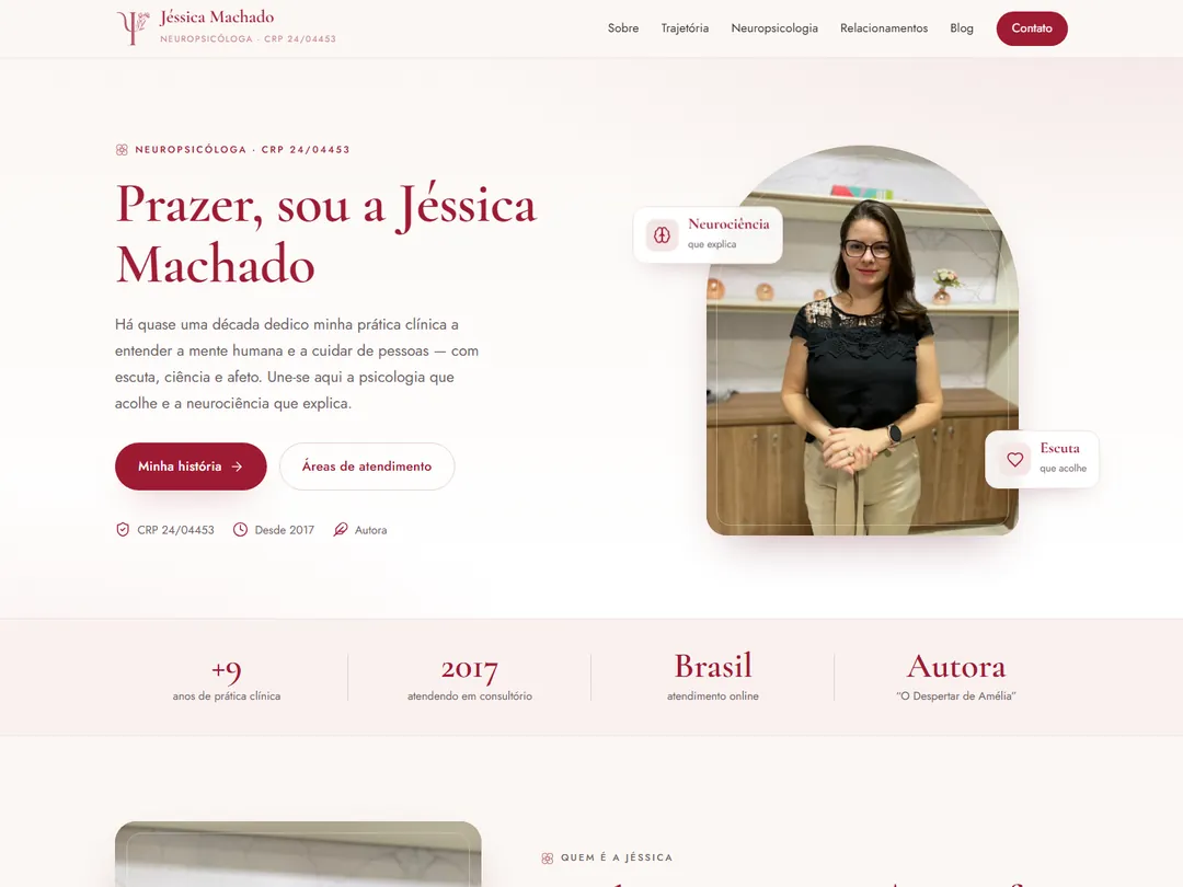 Site Jéssica Machado, captura de tela