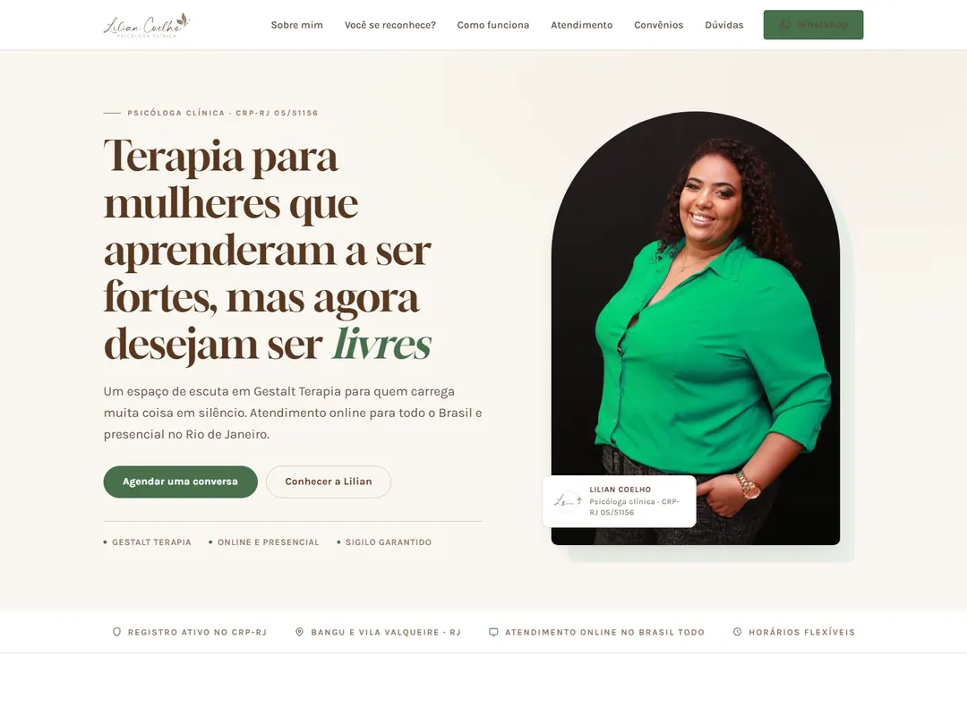 Site Lilian Coelho, captura de tela